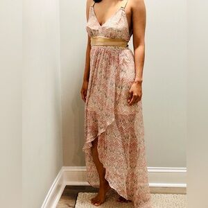 (Almost new) Intermix Twelfth Street Bohemian V-Neck Dress in Pink and Gray